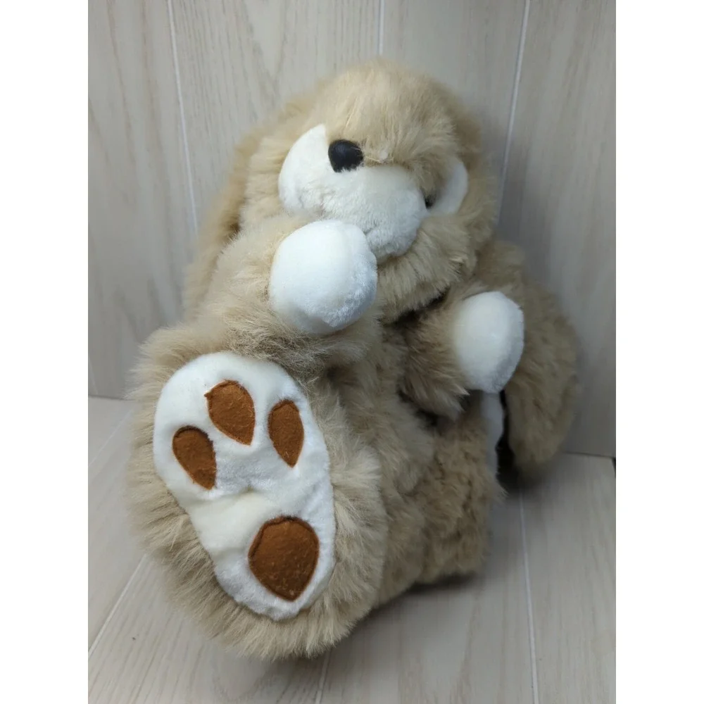 Fiesta sitting tan beige white plush bunny rabbit felt pawprints‎ vintage large